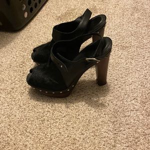 UGG Nicco Calf Hair Leather Platform Sandal Size 8